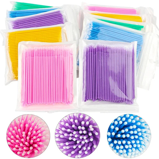 100Pcs Eyelash Cleaning Brush Lash Extension Micro Cotton Swab